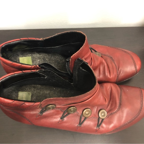 REMONTE RIEKER US 9 EU 40 Women's Red Rich Leather Zip Booties Burgundy Clean! - Picture 3 of 6